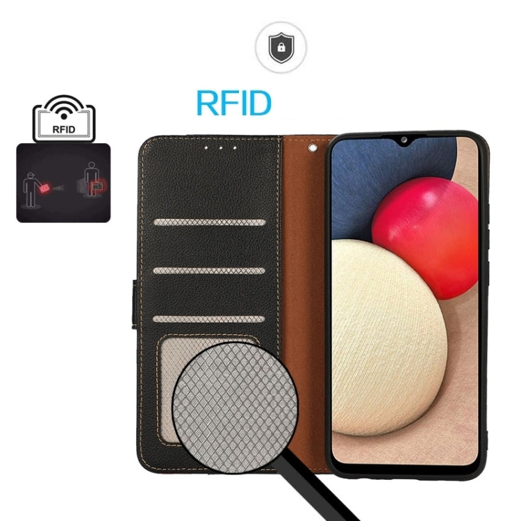 For iPhone 15 Pro Max KHAZNEH Litchi Texture Leather RFID Phone Case(Black) - HoMEdemic™ 