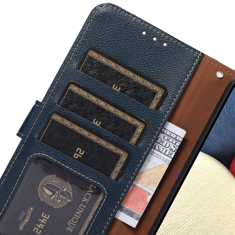 For iPhone 15 Pro Max KHAZNEH Litchi Texture Leather RFID Phone Case(Blue) - HoMEdemic™ 