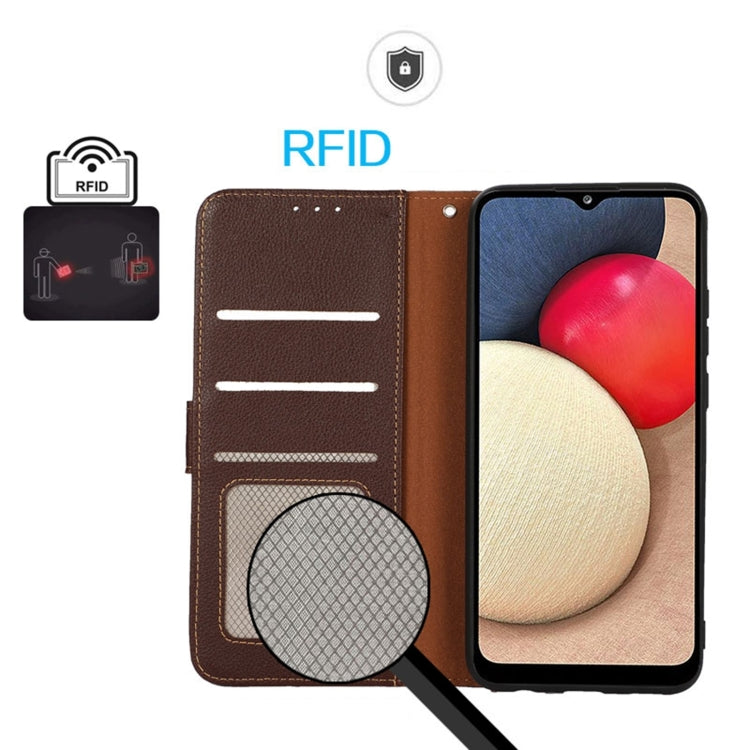 For iPhone 15 Pro Max KHAZNEH Litchi Texture Leather RFID Phone Case(Brown) - HoMEdemic™ 