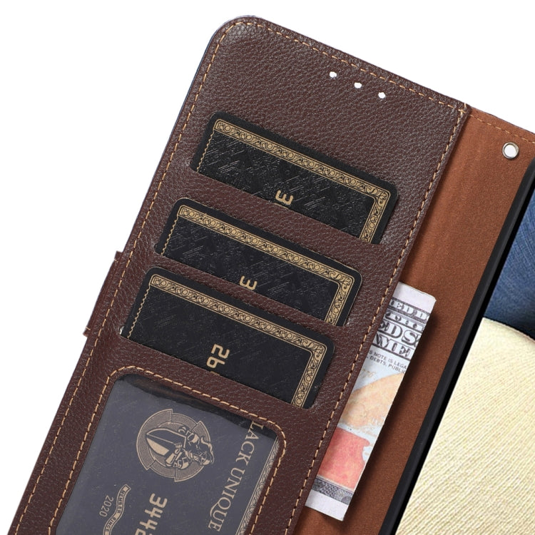 For iPhone 15 Pro Max KHAZNEH Litchi Texture Leather RFID Phone Case(Brown) - HoMEdemic™ 