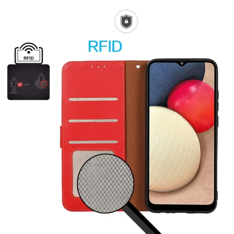For iPhone 15 Pro Max KHAZNEH Litchi Texture Leather RFID Phone Case(Red) - HoMEdemic™ 