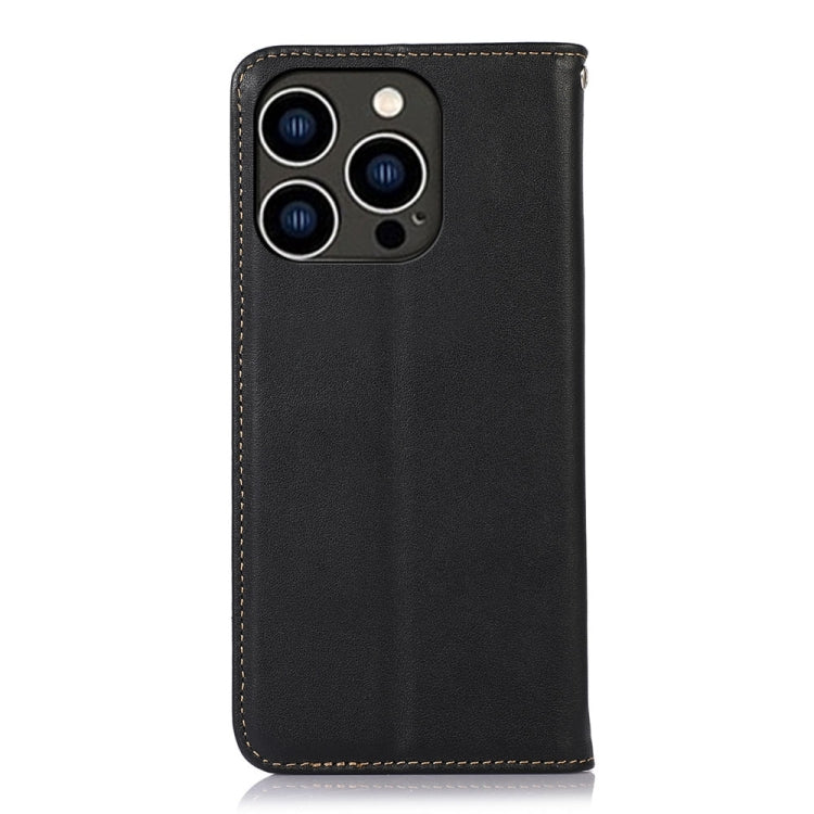 For iPhone 15 Pro Max KHAZNEH Nappa Top Layer Cowhide Leather Phone Case(Black) - HoMEdemic™ 