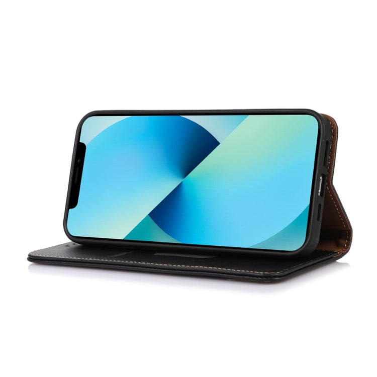 For iPhone 15 Pro Max KHAZNEH Nappa Top Layer Cowhide Leather Phone Case(Black) - HoMEdemic™ 