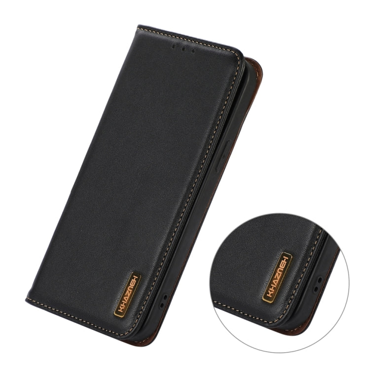 For iPhone 15 Pro Max KHAZNEH Nappa Top Layer Cowhide Leather Phone Case(Black) - HoMEdemic™ 