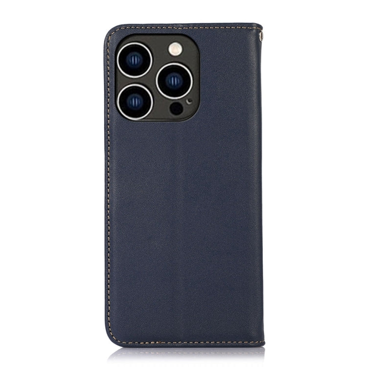 For iPhone 15 Pro Max KHAZNEH Nappa Top Layer Cowhide Leather Phone Case(Blue) - HoMEdemic™ 