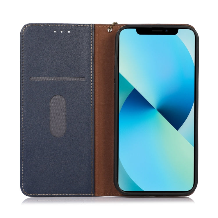 For iPhone 15 Pro Max KHAZNEH Nappa Top Layer Cowhide Leather Phone Case(Blue) - HoMEdemic™ 