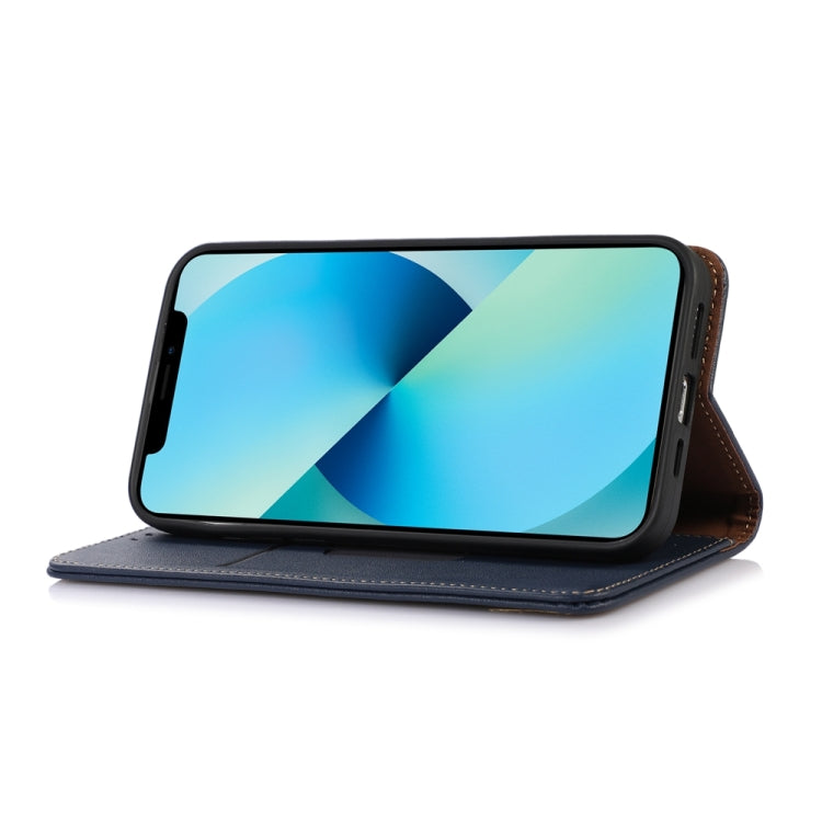 For iPhone 15 Pro Max KHAZNEH Nappa Top Layer Cowhide Leather Phone Case(Blue) - HoMEdemic™ 