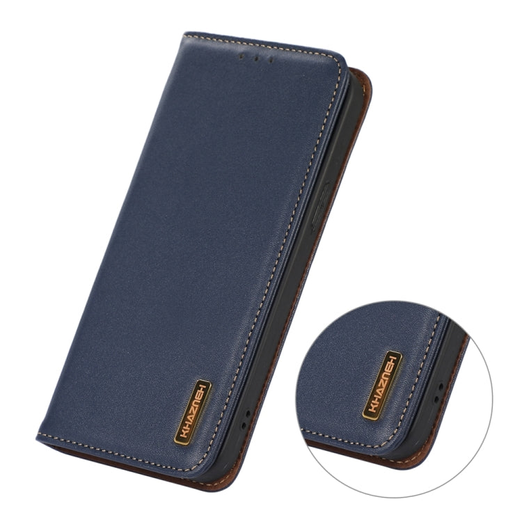 For iPhone 15 Pro Max KHAZNEH Nappa Top Layer Cowhide Leather Phone Case(Blue) - HoMEdemic™ 