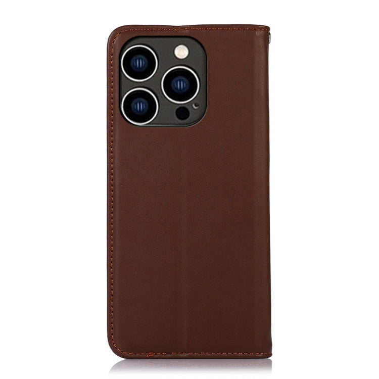 For iPhone 15 Pro Max KHAZNEH Nappa Top Layer Cowhide Leather Phone Case(Brown) - HoMEdemic™ 