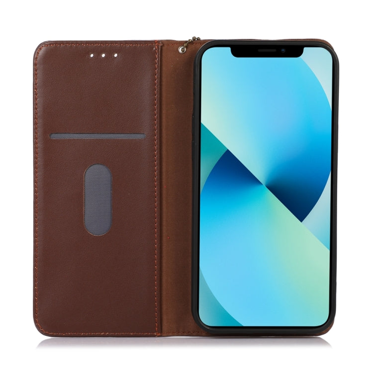 For iPhone 15 Pro Max KHAZNEH Nappa Top Layer Cowhide Leather Phone Case(Brown) - HoMEdemic™ 