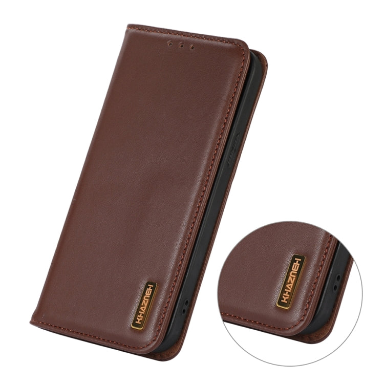 For iPhone 15 Pro Max KHAZNEH Nappa Top Layer Cowhide Leather Phone Case(Brown) - HoMEdemic™ 