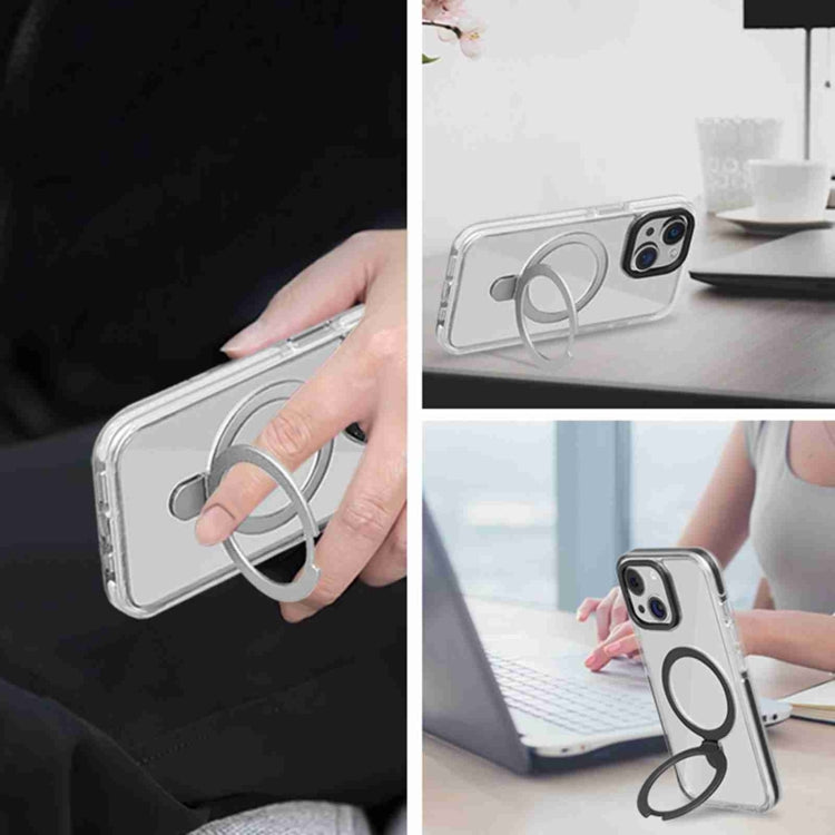 For iPhone 15 Pro Max Kingsteel Wolf MagSafe Holder Transparent Phone Case(Black) - HoMEdemic™ 