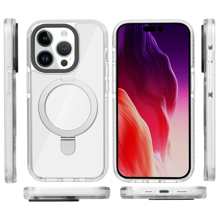 For iPhone 15 Pro Max Kingsteel Wolf MagSafe Holder Transparent Phone Case(White) - HoMEdemic™ 