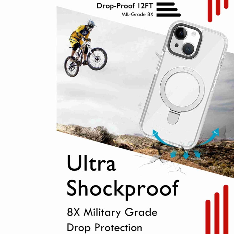 For iPhone 15 Pro Max Kingsteel Wolf MagSafe Holder Transparent Phone Case(White) - HoMEdemic™ 