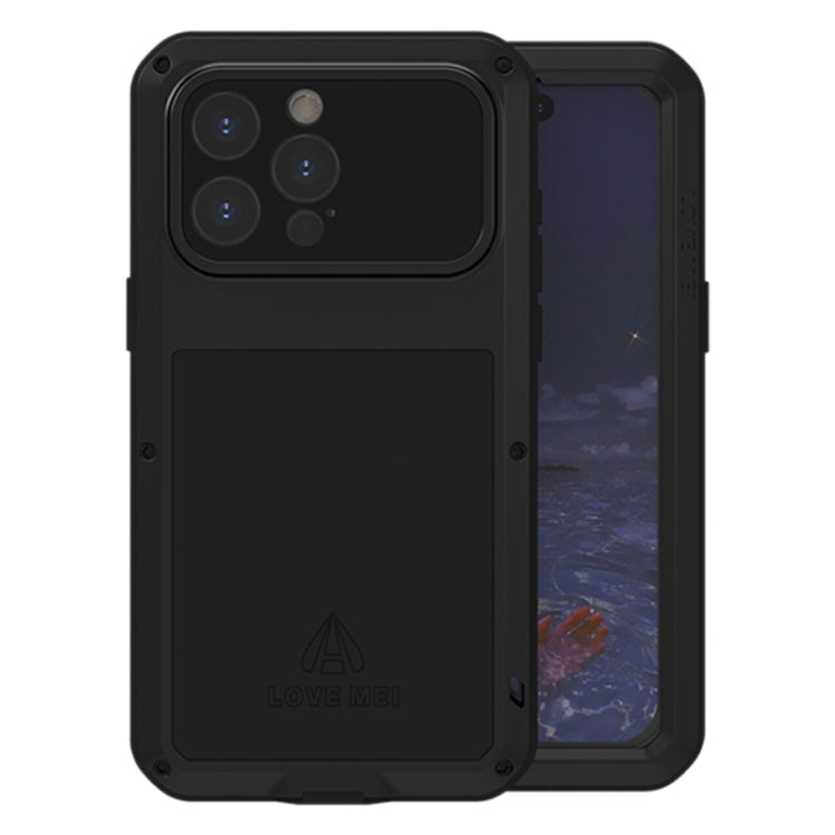 For iPhone 15 Pro Max LOVE MEI Metal Shockproof Life Waterproof Dustproof Phone Case(Black) - HoMEdemic™ 
