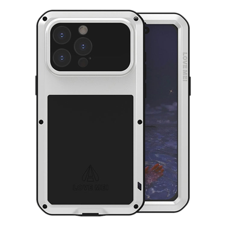 For iPhone 15 Pro Max LOVE MEI Metal Shockproof Life Waterproof Dustproof Phone Case(Silver) - HoMEdemic™ 