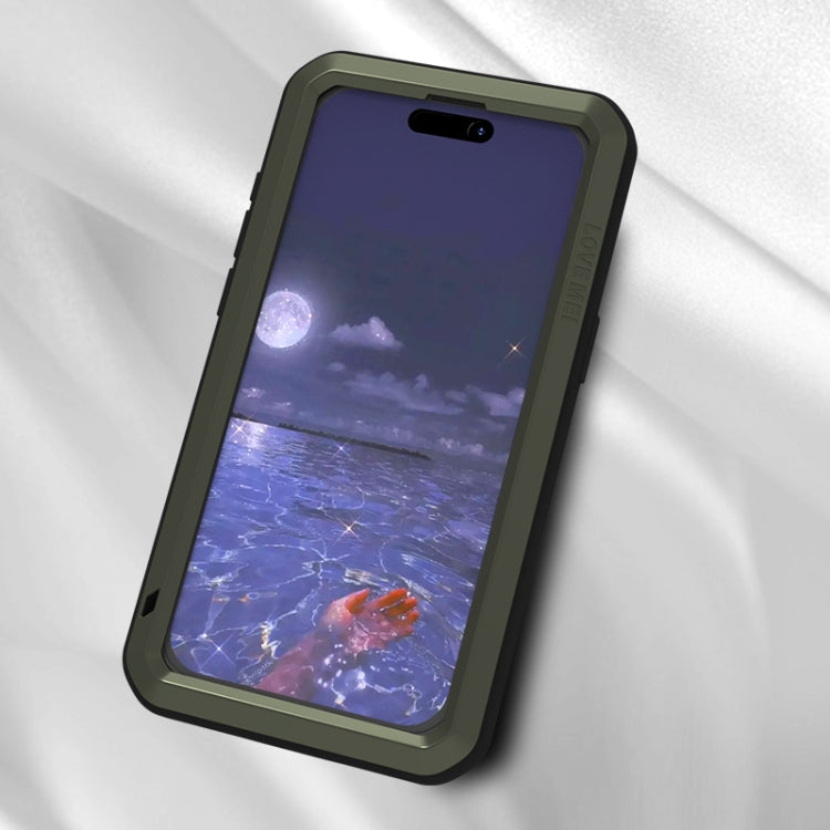 For iPhone 15 Pro Max LOVE MEI Metal Shockproof Life Waterproof Dustproof Phone Case(Silver) - HoMEdemic™ 