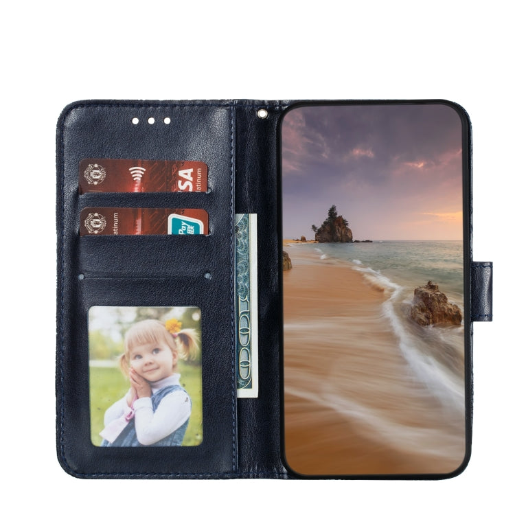 For iPhone 15 Pro Max Lace Flower Embossing Flip Leather Phone Case(Dark Blue) - HoMEdemic™ 