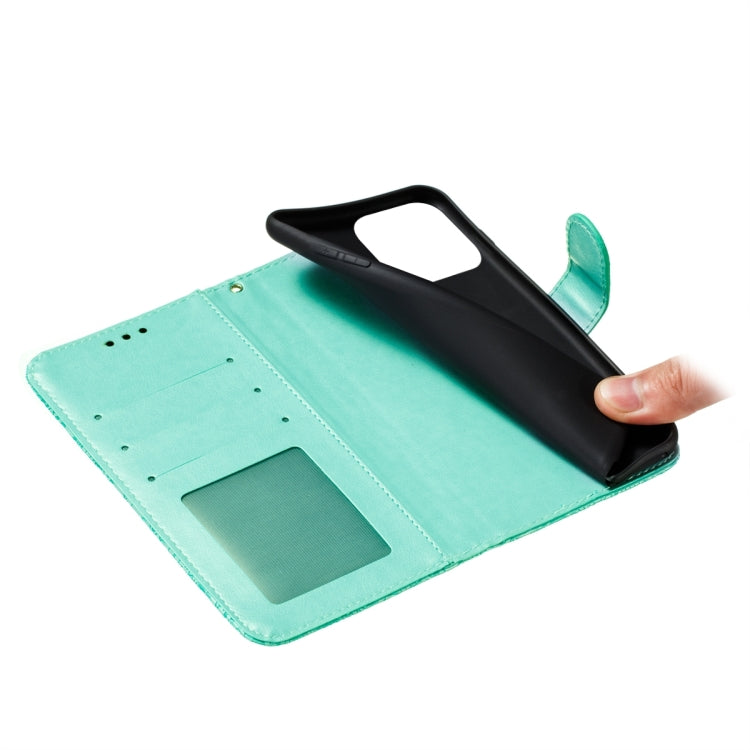 For iPhone 15 Pro Max Lace Flower Embossing Flip Leather Phone Case(Green) - HoMEdemic™ 