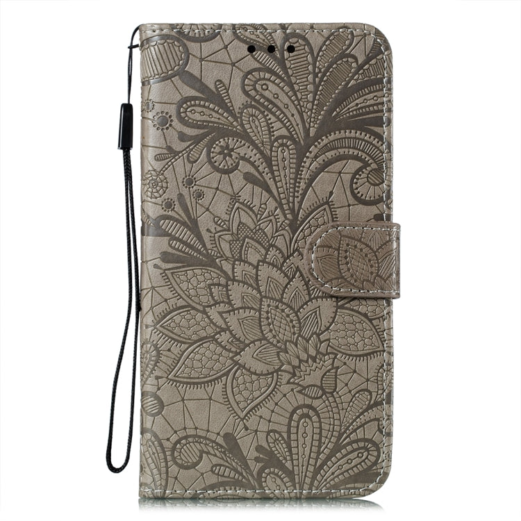 For iPhone 15 Pro Max Lace Flower Embossing Flip Leather Phone Case(Grey) - HoMEdemic™ 