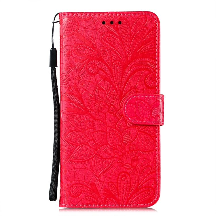 For iPhone 15 Pro Max Lace Flower Embossing Flip Leather Phone Case(Red) - HoMEdemic™ 