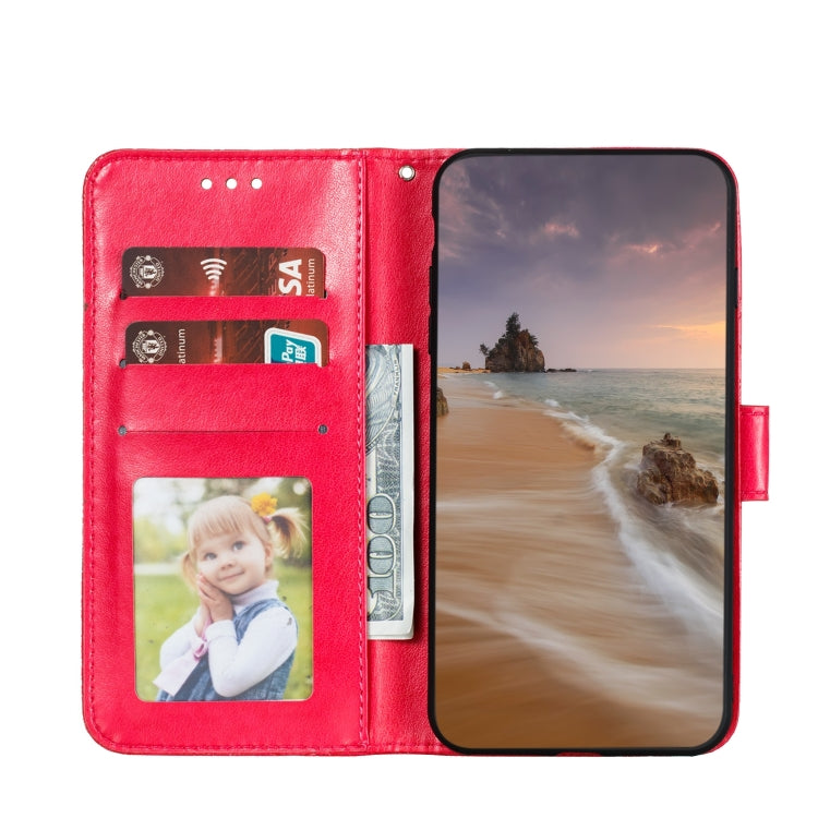 For iPhone 15 Pro Max Lace Flower Embossing Flip Leather Phone Case(Red) - HoMEdemic™ 