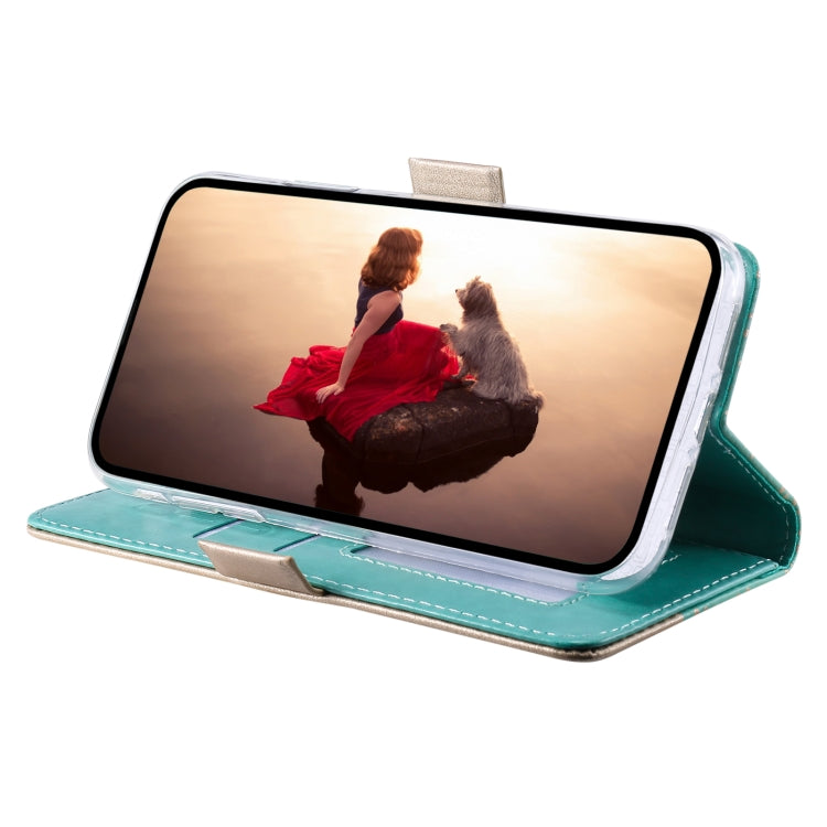 For iPhone 15 Pro Max Lace Pattern Double Button Zipper Leather Phone Case with Lanyard(Green) - HoMEdemic™ 