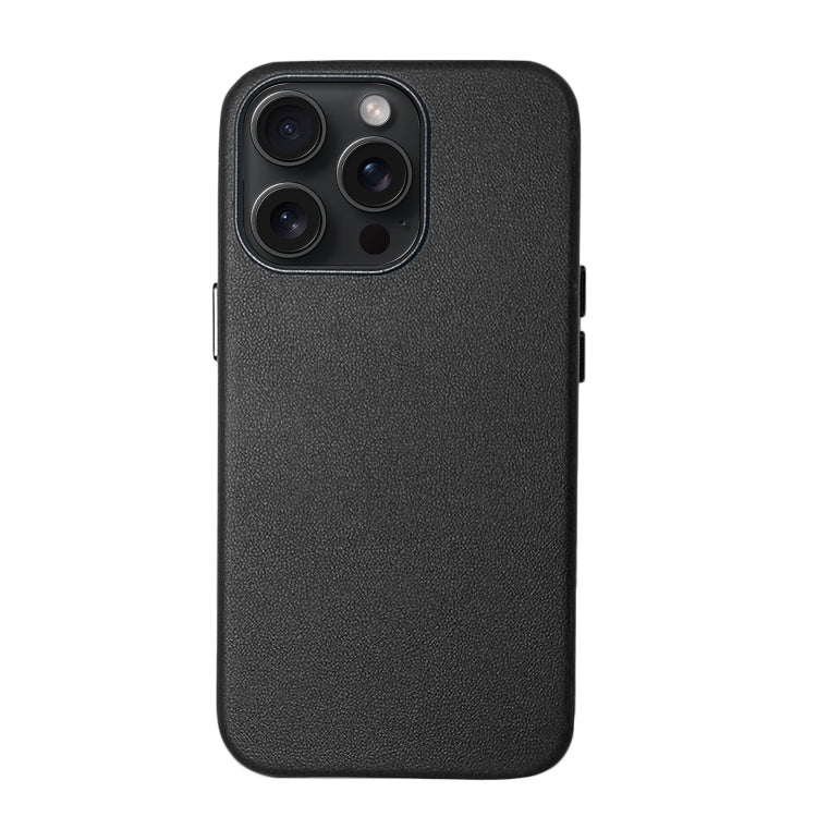 For iPhone 15 Pro Max Lamb Grain PU Back Cover Phone Case(Black) - HoMEdemic™ 