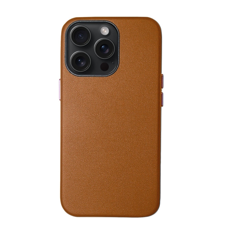 For iPhone 15 Pro Max Lamb Grain PU Back Cover Phone Case(Brown) - HoMEdemic™ 
