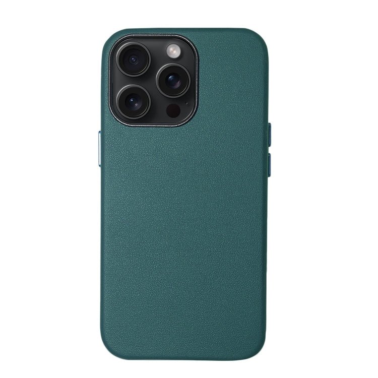 For iPhone 15 Pro Max Lamb Grain PU Back Cover Phone Case(Dark Green) - HoMEdemic™ 