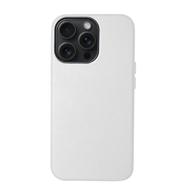 For iPhone 15 Pro Max Lamb Grain PU Back Cover Phone Case(White) - HoMEdemic™ 