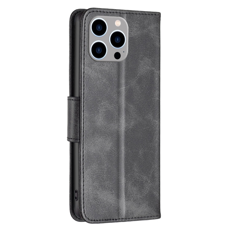 For iPhone 15 Pro Max Lambskin Texture Pure Color Flip Leather Phone Case(Black) - HoMEdemic™ 
