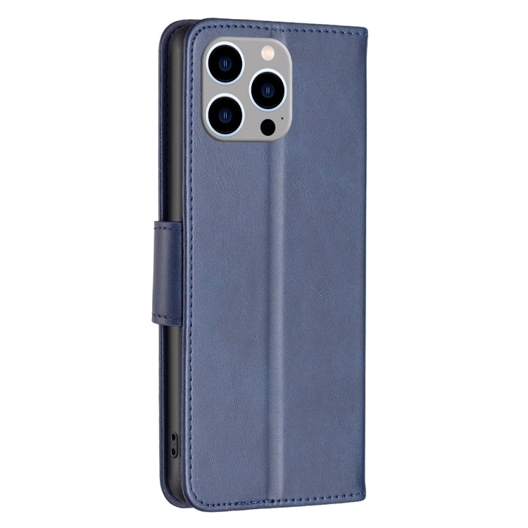 For iPhone 15 Pro Max Lambskin Texture Pure Color Flip Leather Phone Case(Blue) - HoMEdemic™ 