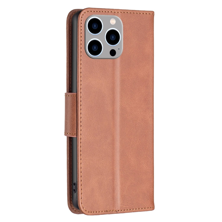 For iPhone 15 Pro Max Lambskin Texture Pure Color Flip Leather Phone Case(Brown) - HoMEdemic™ 