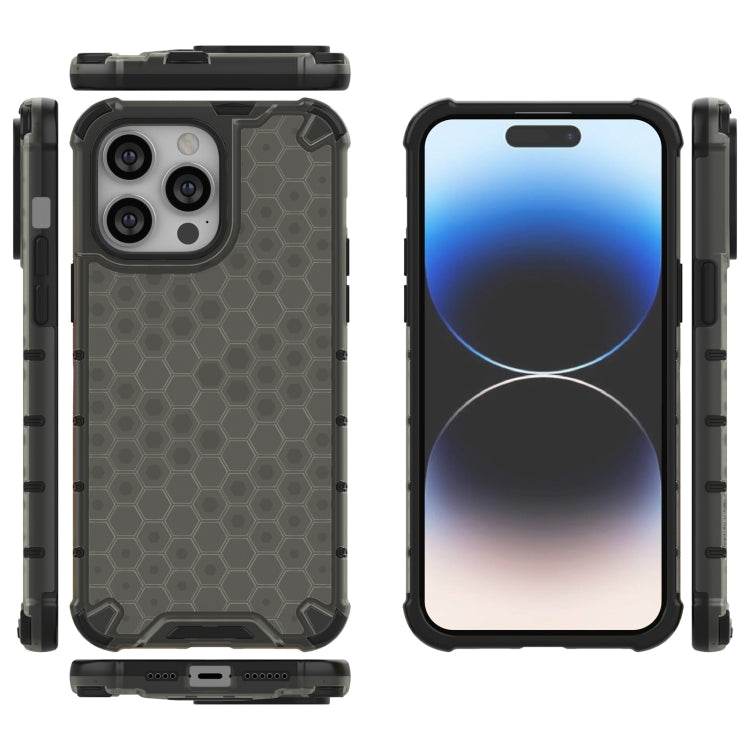 For iPhone 15 Pro Max Lanyard Honeycomb Phone Case(Black) - HoMEdemic™ 