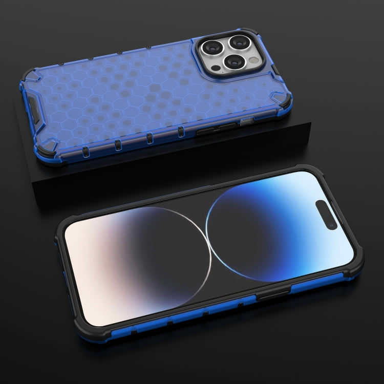 For iPhone 15 Pro Max Lanyard Honeycomb Phone Case(Blue) - HoMEdemic™ 