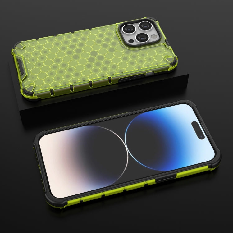 For iPhone 15 Pro Max Lanyard Honeycomb Phone Case(Green) - HoMEdemic™ 