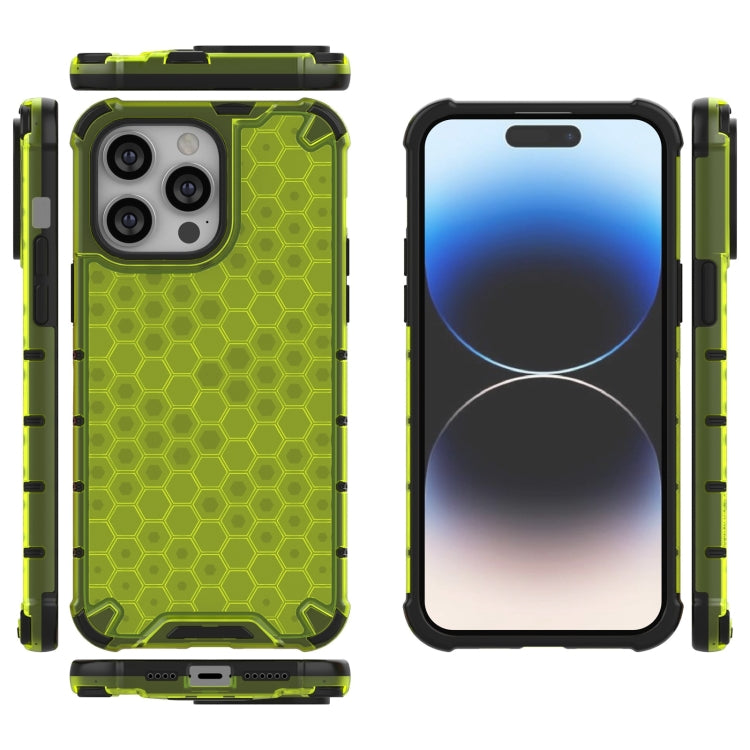 For iPhone 15 Pro Max Lanyard Honeycomb Phone Case(Green) - HoMEdemic™ 