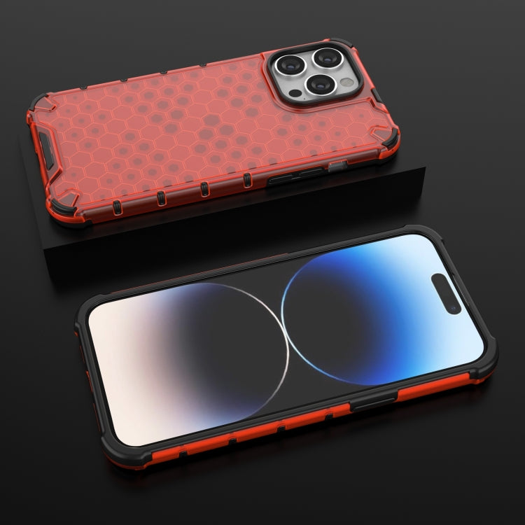 For iPhone 15 Pro Max Lanyard Honeycomb Phone Case(Red) - HoMEdemic™ 