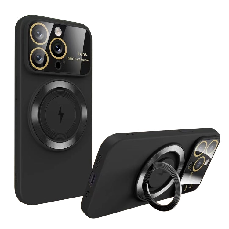 For iPhone 15 Pro Max Large Window MagSafe Magnetic Holder Phone Case(Black) - HoMEdemic™ 