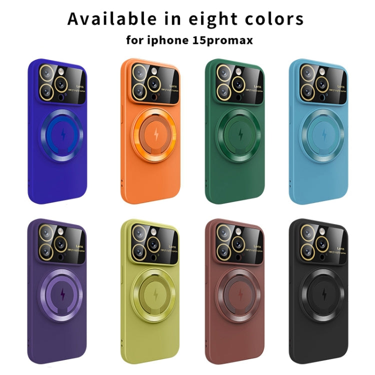 For iPhone 15 Pro Max Large Window MagSafe Magnetic Holder Phone Case(Orange) - HoMEdemic™ 