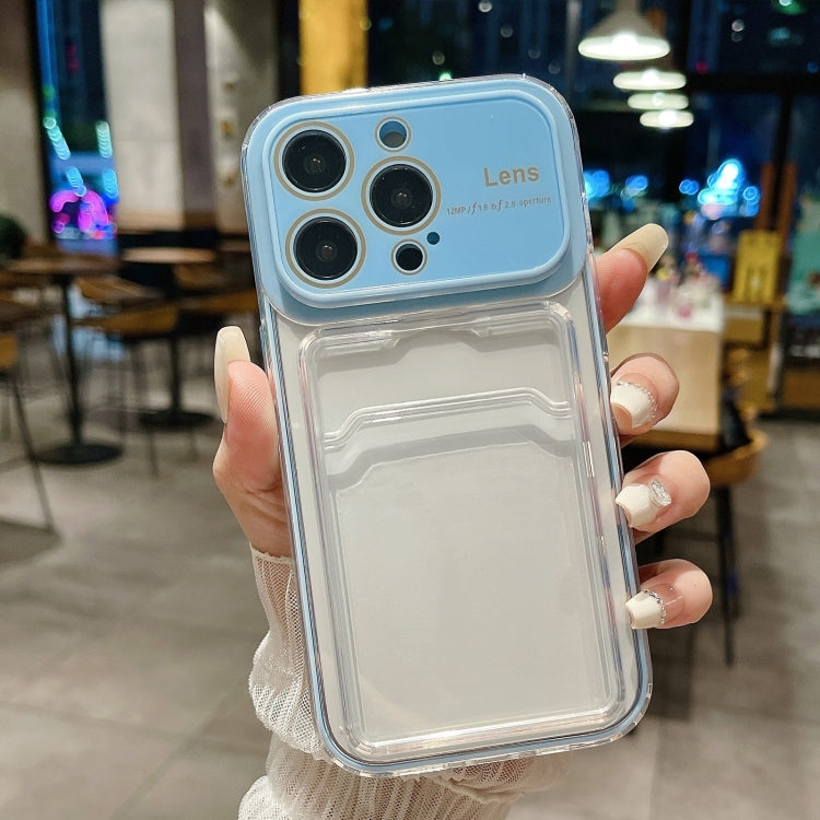 For iPhone 15 Pro Max Large Window PC Hybrid TPU Phone Case with Card Slot(Blue) - HoMEdemic™ 