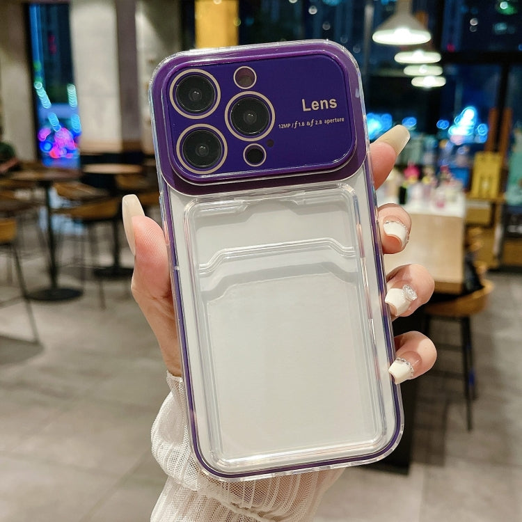For iPhone 15 Pro Max Large Window PC Hybrid TPU Phone Case with Card Slot(Dark Purple) - HoMEdemic™ 