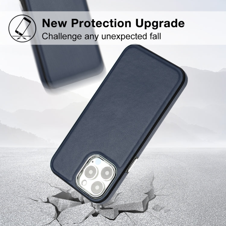 For iPhone 15 Pro Max Leather Texture Full Coverage Phone Case(Blue) - HoMEdemic™ 