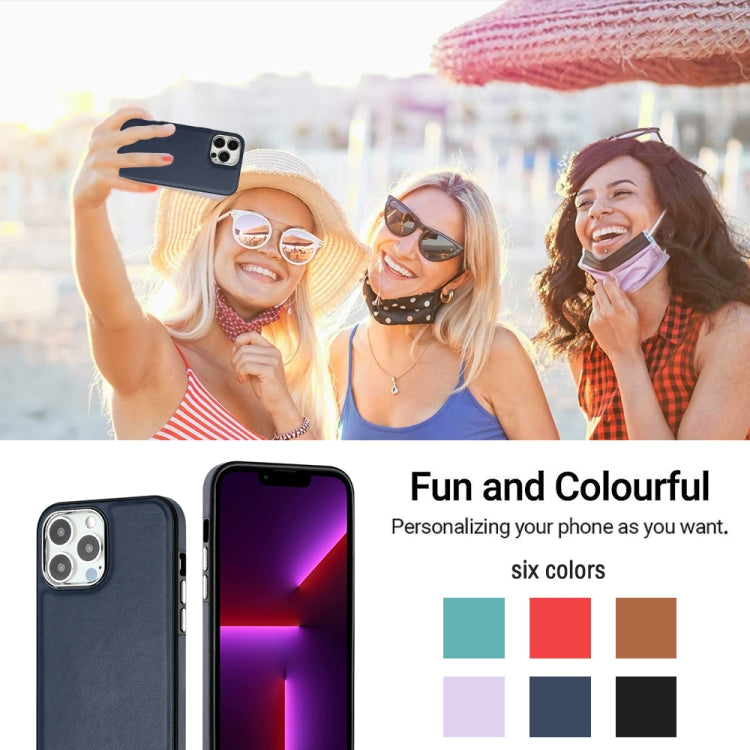For iPhone 15 Pro Max Leather Texture Full Coverage Phone Case(Blue) - HoMEdemic™ 