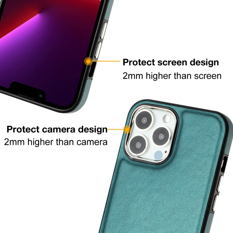 For iPhone 15 Pro Max Leather Texture Full Coverage Phone Case(Green) - HoMEdemic™ 
