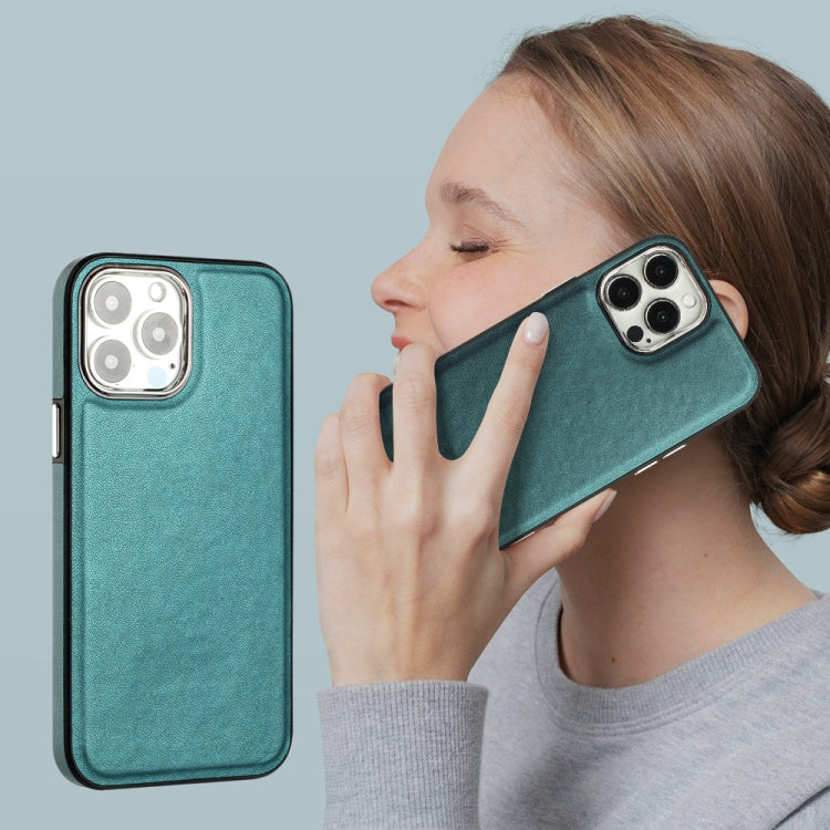 For iPhone 15 Pro Max Leather Texture Full Coverage Phone Case(Green) - HoMEdemic™ 