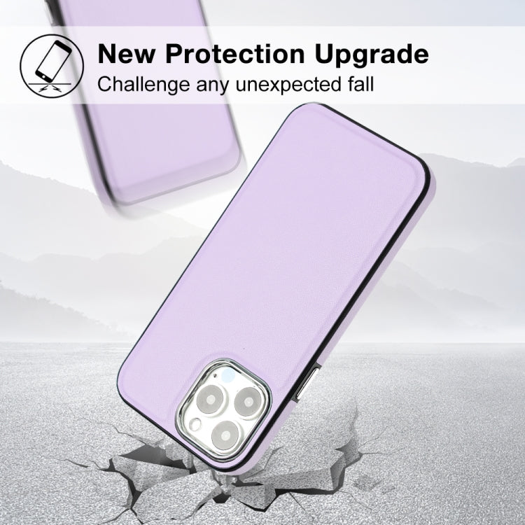 For iPhone 15 Pro Max Leather Texture Full Coverage Phone Case(Purple) - HoMEdemic™ 
