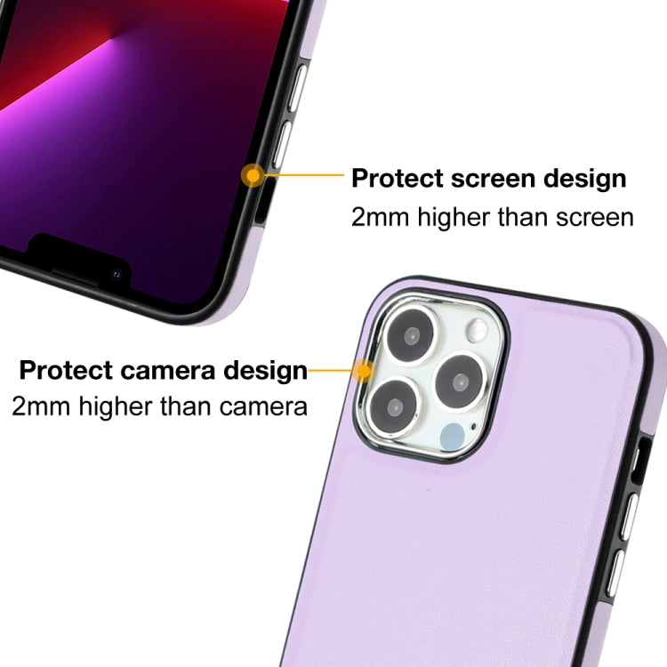 For iPhone 15 Pro Max Leather Texture Full Coverage Phone Case(Purple) - HoMEdemic™ 