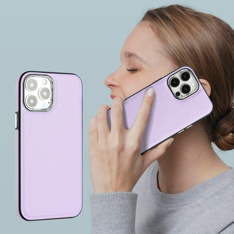 For iPhone 15 Pro Max Leather Texture Full Coverage Phone Case(Purple) - HoMEdemic™ 